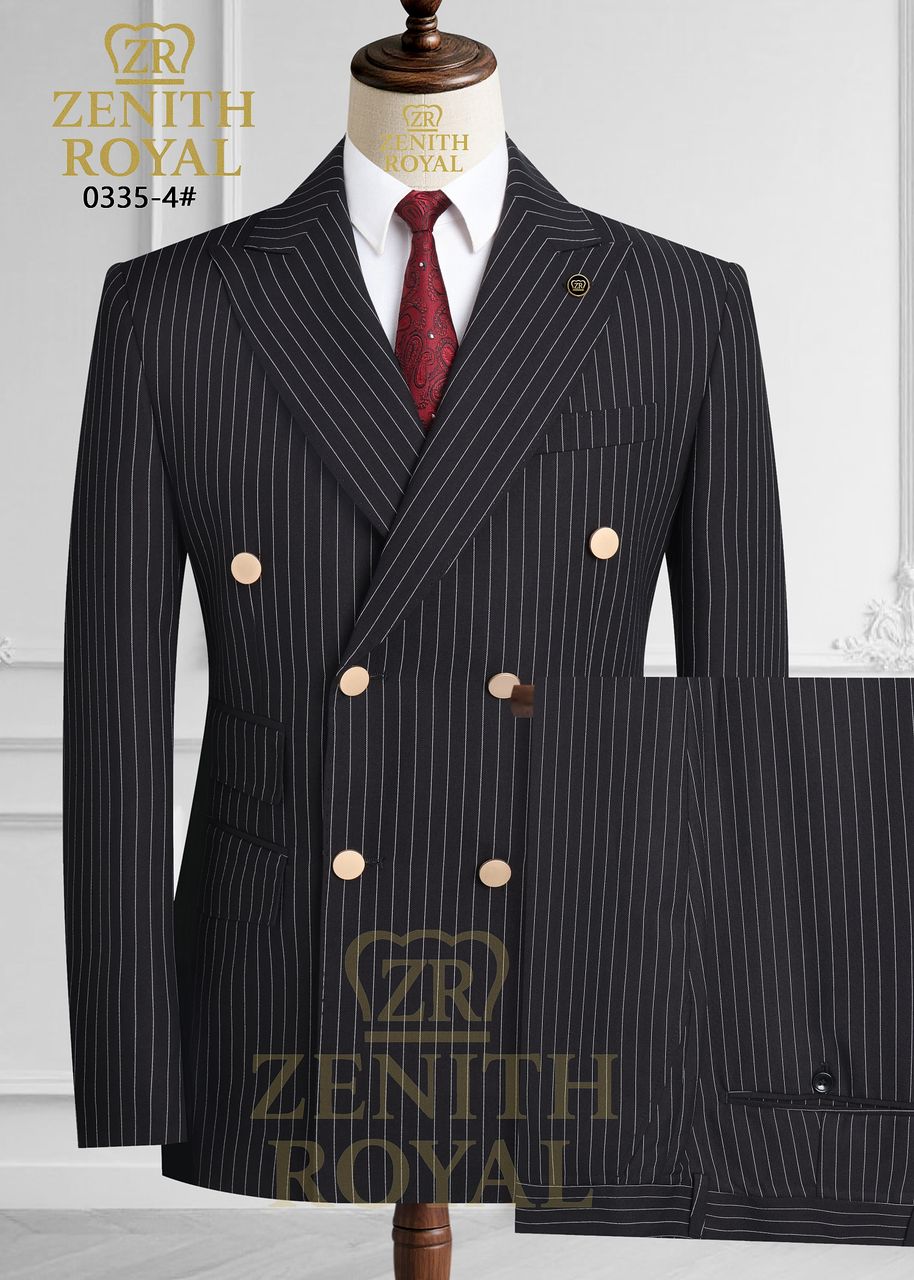 Costume croisé à rayure